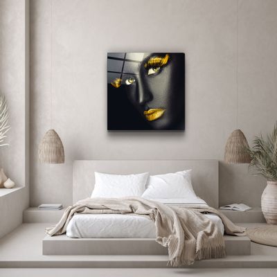 Autres décorations murales - ・"Yellow Lips and Eyes"・Glass Wall Art | Artdesigna Glass Printing Wall Arts. - ARTDESIGNA