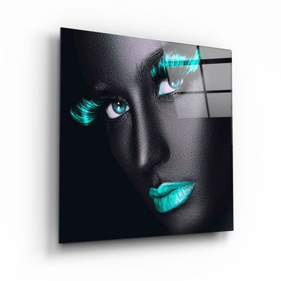Other wall decoration - ・"Green Lips and Eyes"・Glass Wall Art | Artdesigna Glass Printing Wall Arts. - ARTDESIGNA