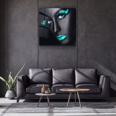 Autres décorations murales - ・"Green Lips and Eyes"・Glass Wall Art | Artdesigna Glass Printing Wall Arts. - ARTDESIGNA
