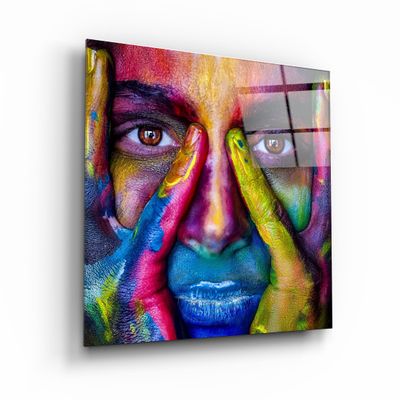 Autres décorations murales - ・"Abstract Colorful Face"・Glass Wall Art | Artdesigna Glass Printing Wall Arts. - ARTDESIGNA