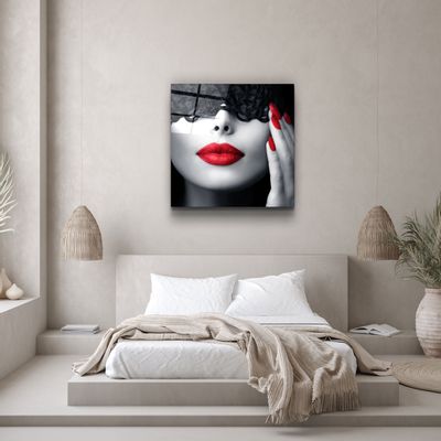 Autres décorations murales - ・"Red Lips and Nails"・Glass Wall Art | Artdesigna Glass Printing Wall Arts. - ARTDESIGNA