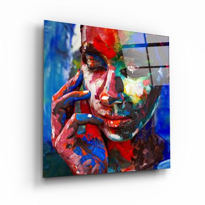 Autres décorations murales - ・"Abstract Colors Woman Portrait"・Glass Wall Art | Artdesigna Glass Printing Wall Arts. - ARTDESIGNA