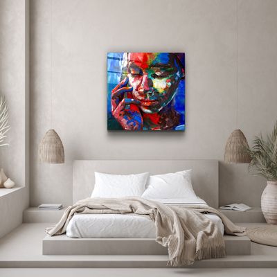 Autres décorations murales - ・"Abstract Colors Woman Portrait"・Glass Wall Art | Artdesigna Glass Printing Wall Arts. - ARTDESIGNA