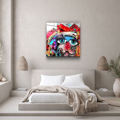 Autres décorations murales - ・"Abstract Colorful Portrait"・Glass Wall Art | Artdesigna Glass Printing Wall Arts. - ARTDESIGNA