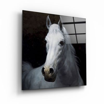 Other wall decoration - ・"Abstract White Horse V2"・Glass Wall Art | Artdesigna Glass Printing Wall Arts. - ARTDESIGNA