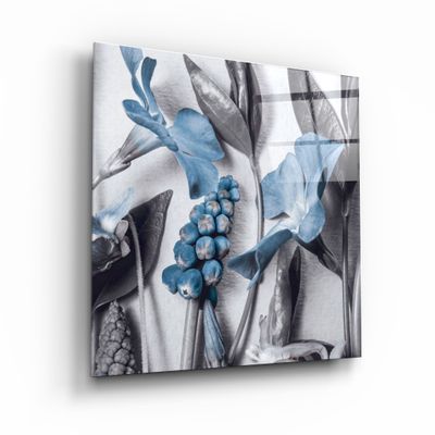 Other wall decoration - ・"Abstract Blue Flowers"・Glass Wall Art | Artdesigna Glass Printing Wall Arts. - ARTDESIGNA