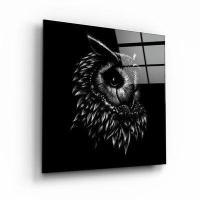 Autres décorations murales - ・"Abstract Black Owl"・Glass Wall Art | Artdesigna Glass Printing Wall Arts. - ARTDESIGNA