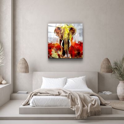 Autres décorations murales - ・"Abstract Colorful Elephant"・Glass Wall Art | Artdesigna Glass Printing Wall Arts. - ARTDESIGNA