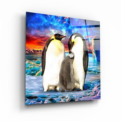Other wall decoration - ・"Penguin Family"・Glass Wall Art | Artdesigna Glass Printing Wall Arts. - ARTDESIGNA