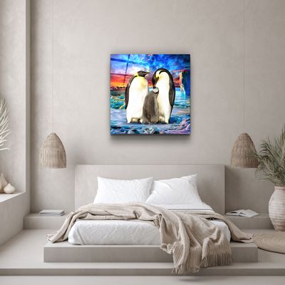 Autres décorations murales - ・"Penguin Family"・Glass Wall Art | Artdesigna Glass Printing Wall Arts. - ARTDESIGNA
