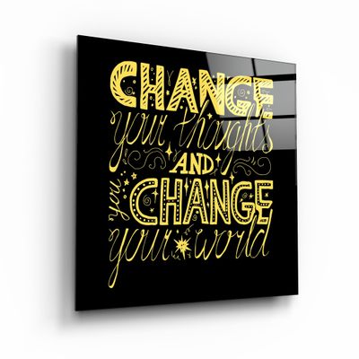 Autres décorations murales - ・"Change Your World - Yellow"・Glass Wall Art | Artdesigna Glass Printing Wall Arts. - ARTDESIGNA