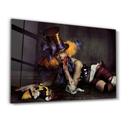 Autres décorations murales - Abstract Yellow Hat Woman | Glass Wall Art - ARTDESIGNA