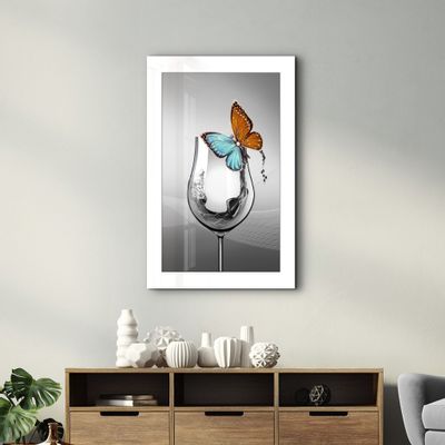 Autres décorations murales - Glass and Butterfly | Glass Wall Art - ARTDESIGNA