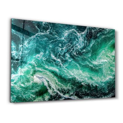Autres décorations murales - Green Waves | Glass Wall Art - ARTDESIGNA