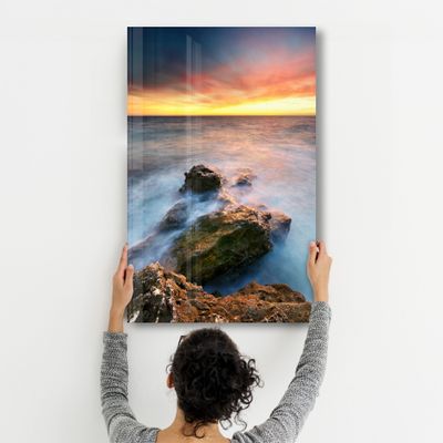 Other wall decoration - Sunset and Rocks | Glass Wall Art - ARTDESIGNA