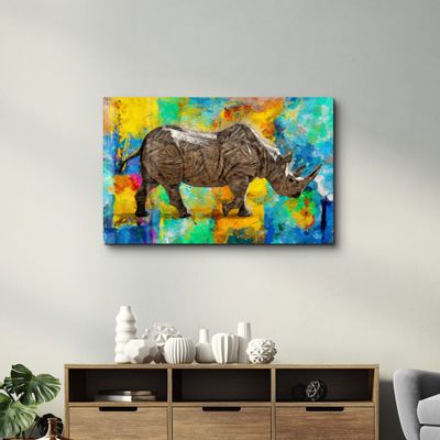 Other wall decoration - Abstract Rhino V2 | Glass Wall Art - ARTDESIGNA