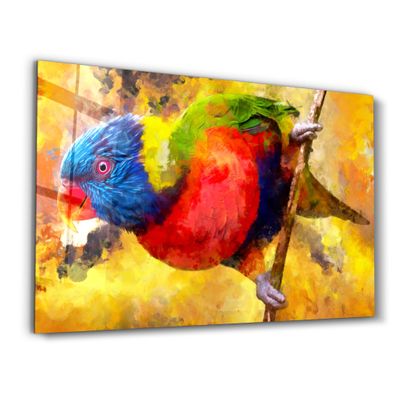 Other wall decoration - Abstract Colorful Parrot | Glass Wall Art - ARTDESIGNA