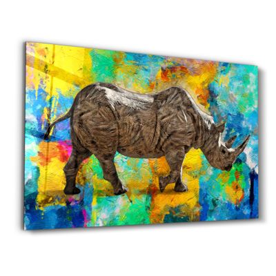 Autres décorations murales - Abstract Rhino V2 | Glass Wall Art - ARTDESIGNA
