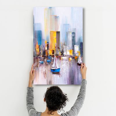 Autres décorations murales - Abstract Boats and Buildings | Glass Wall Art - ARTDESIGNA