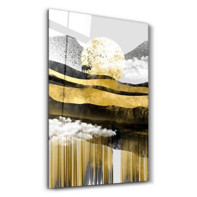 Autres décorations murales - Abstract Deer & Birds | Glass Wall Art - ARTDESIGNA