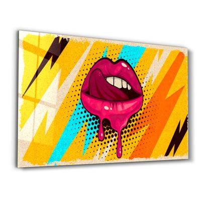 Autres décorations murales - Abstract Pink Lips | Glass Wall Art - ARTDESIGNA