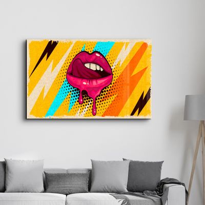 Other wall decoration - Abstract Pink Lips | Glass Wall Art - ARTDESIGNA