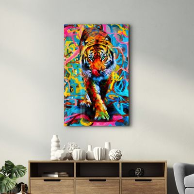 Other wall decoration - Abstract Colorful Tiger | Glass Wall Art - ARTDESIGNA