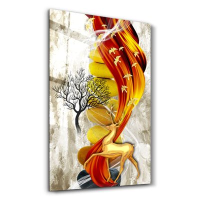 Other wall decoration - Deer & Birds V4 | Glass Wall Art - ARTDESIGNA