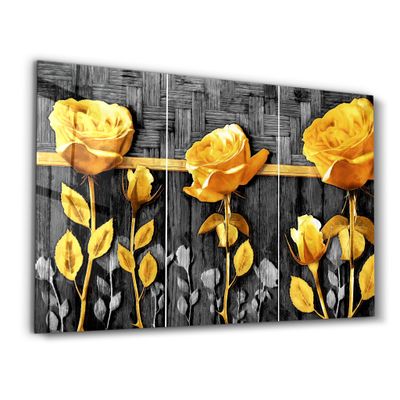 Autres décorations murales - Yellow Flowers 2 | Glass Wall Art - ARTDESIGNA