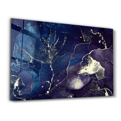 Other wall decoration - Dark Blue Wave Pattern V2 | Glass Wall Art - ARTDESIGNA