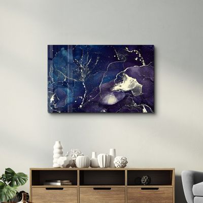Autres décorations murales - Dark Blue Wave Pattern V2 | Glass Wall Art - ARTDESIGNA