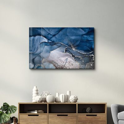 Other wall decoration - Dark Blue Wave Pattern V3 | Glass Wall Art - ARTDESIGNA