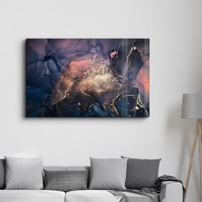 Autres décorations murales - Orange and Blue Wave Pattern | Glass Wall Art - ARTDESIGNA