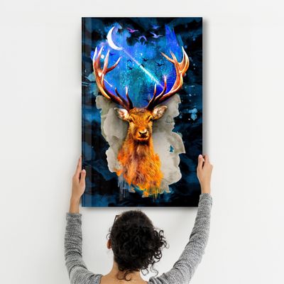 Autres décorations murales - Deer & Moon | Glass Wall Art - ARTDESIGNA