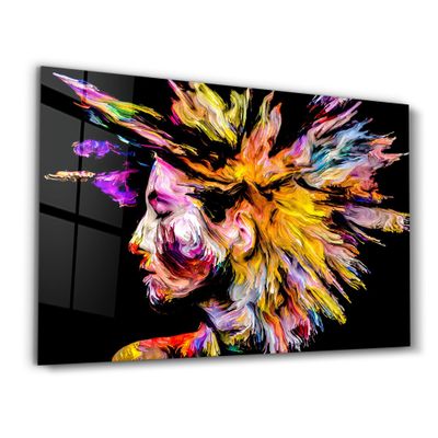 Autres décorations murales - Abstract Colorful Woman Portrait V1 | Glass Wall Art - ARTDESIGNA