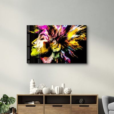 Autres décorations murales - Abstract Colorful Woman Portrait V2 1 | Glass Wall Art - ARTDESIGNA