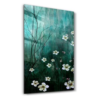 Autres décorations murales - Yellow Flowers V2 | Glass Wall Art - ARTDESIGNA