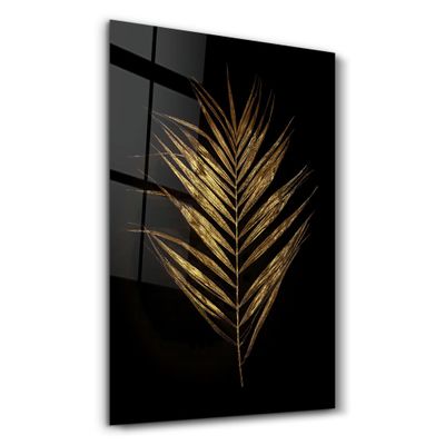 Autres décorations murales - Golden Leaves | Glass Wall Art - ARTDESIGNA