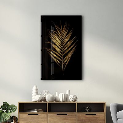 Autres décorations murales - Golden Leaves | Glass Wall Art - ARTDESIGNA