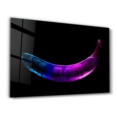 Other wall decoration - Abstract Blue and Purple Banana | Glass Wall Art - ARTDESIGNA