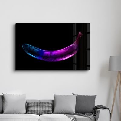 Other wall decoration - Abstract Blue and Purple Banana | Glass Wall Art - ARTDESIGNA
