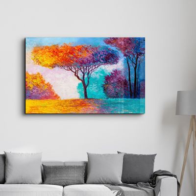Autres décorations murales - Abstract Colorful Trees 2 | Glass Wall Art - ARTDESIGNA