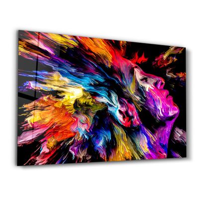 Other wall decoration - Abstract Colorful Woman Portrait V3 | Glass Wall Art - ARTDESIGNA