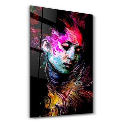 Autres décorations murales - Abstract Colorful Face 3 | Glass Wall Art - ARTDESIGNA