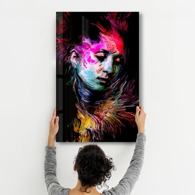 Other wall decoration - Abstract Colorful Face 3 | Glass Wall Art - ARTDESIGNA