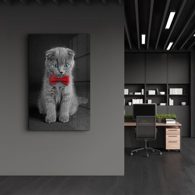 Other wall decoration - Cat with Bow Tie  | Glass Wall Art - ARTDESIGNA