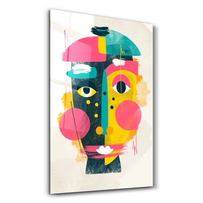 Other wall decoration - Abstract Colorful Face V1 | Glass Wall Art - ARTDESIGNA