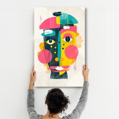 Autres décorations murales - Abstract Colorful Face V1 | Glass Wall Art - ARTDESIGNA