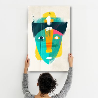 Autres décorations murales - Abstract Colorful Face V2 | Glass Wall Art - ARTDESIGNA