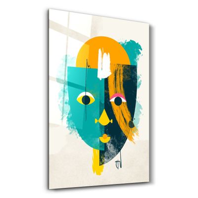 Other wall decoration - Abstract Colorful Face V3 | Glass Wall Art - ARTDESIGNA